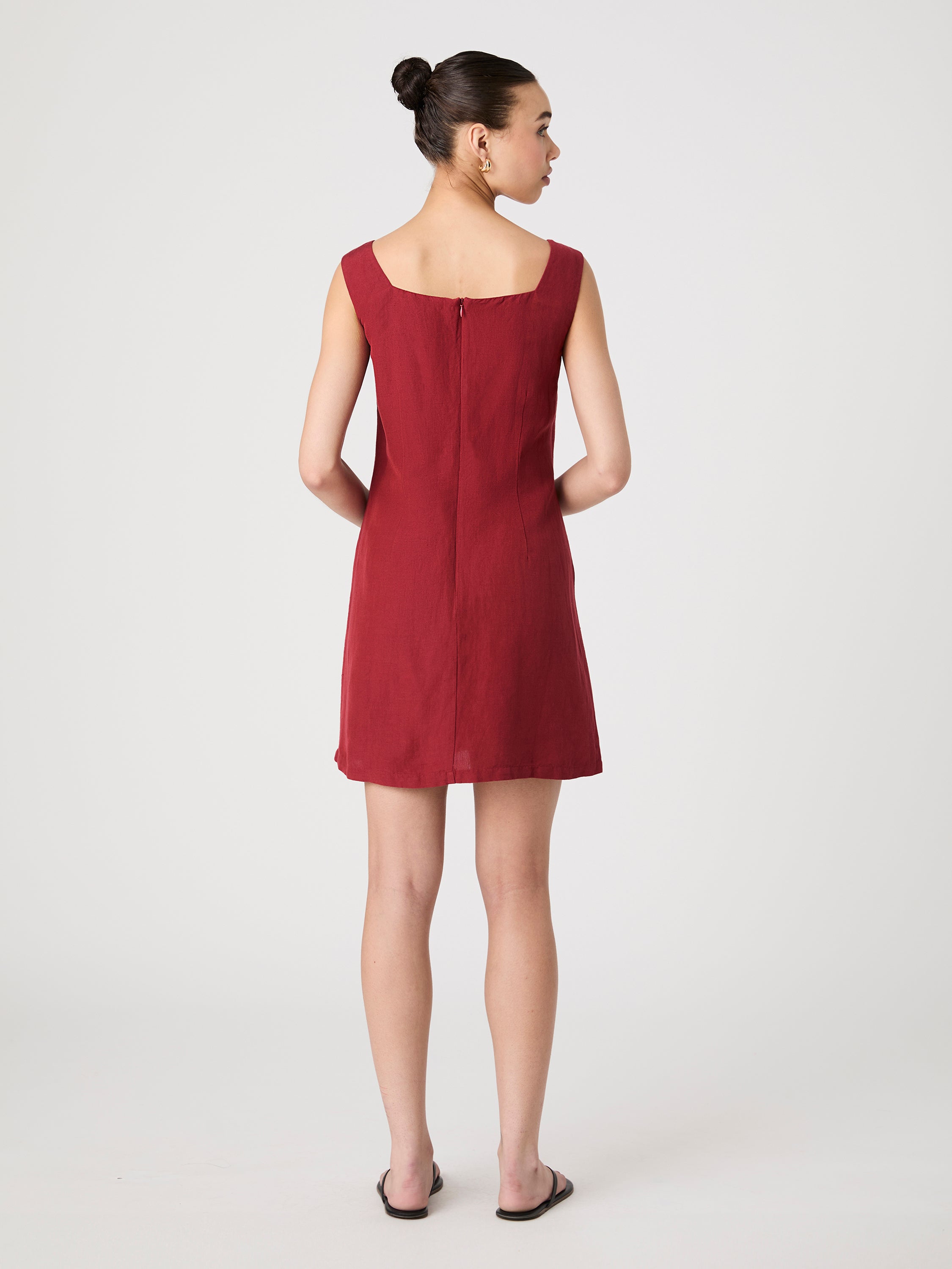 Birdie Linen Square Neck Mini Dress