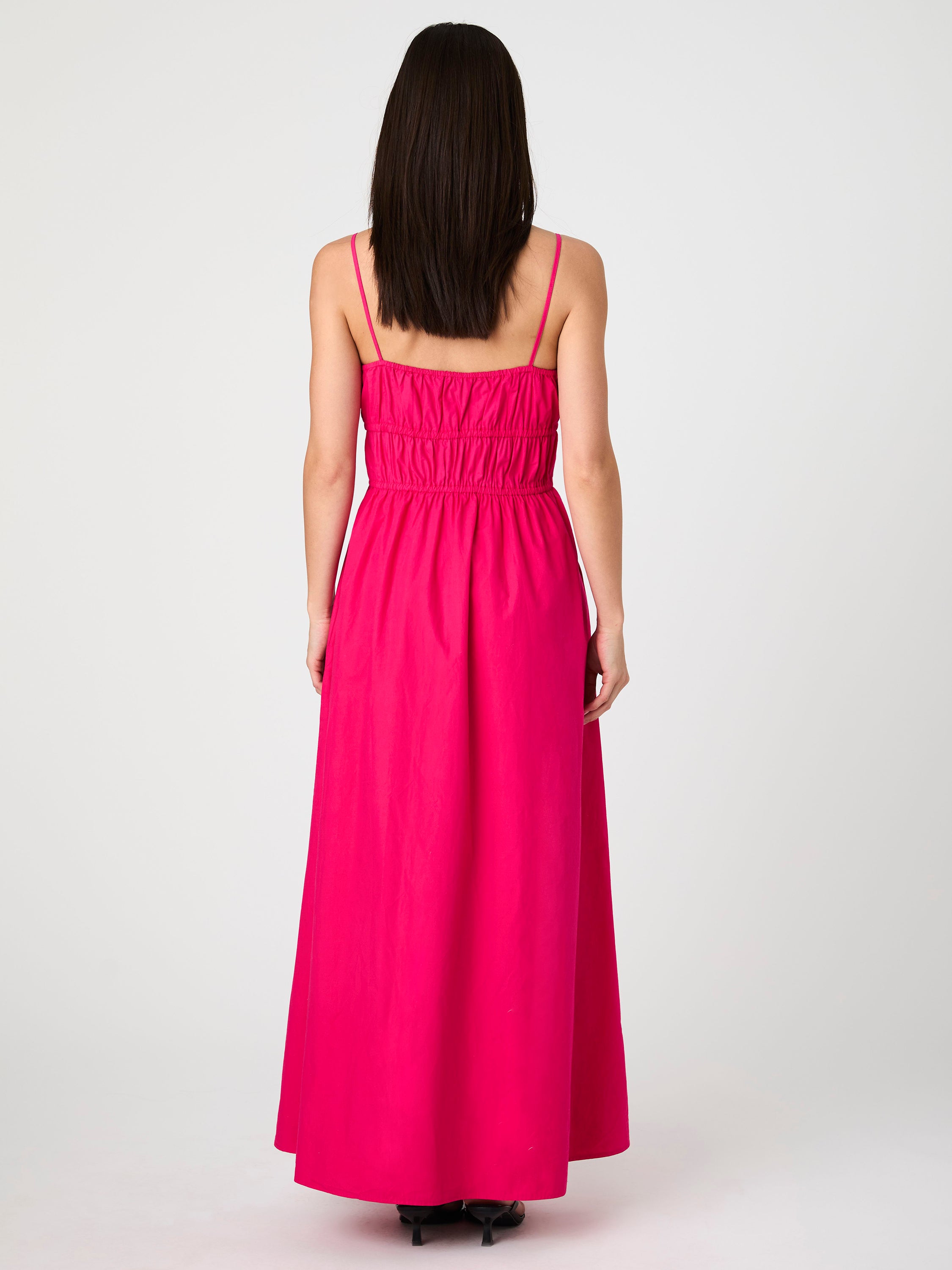 Poplin Ruched Maxi Dress