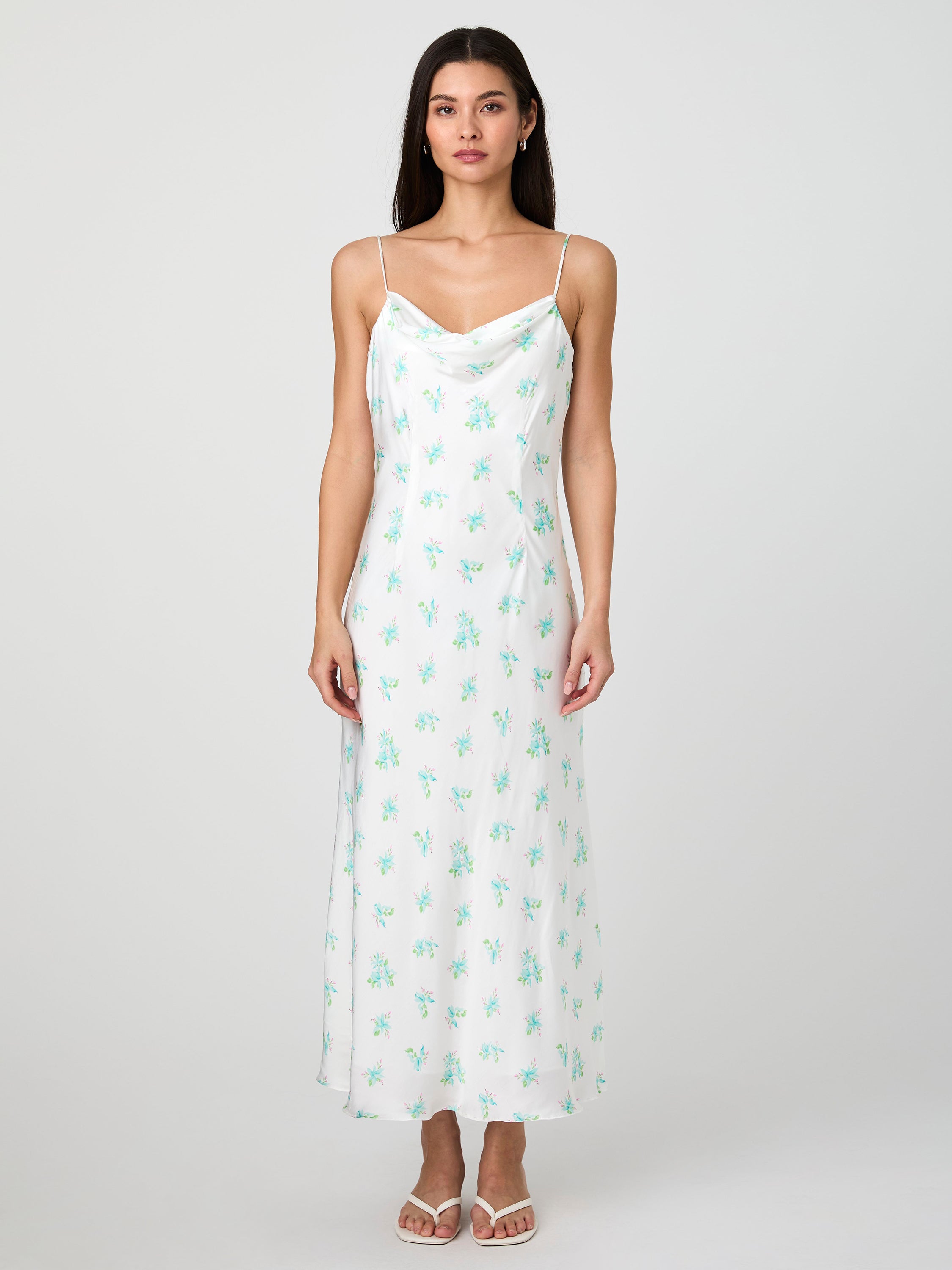 Anna Fleur Satin Cowl Midi Dress