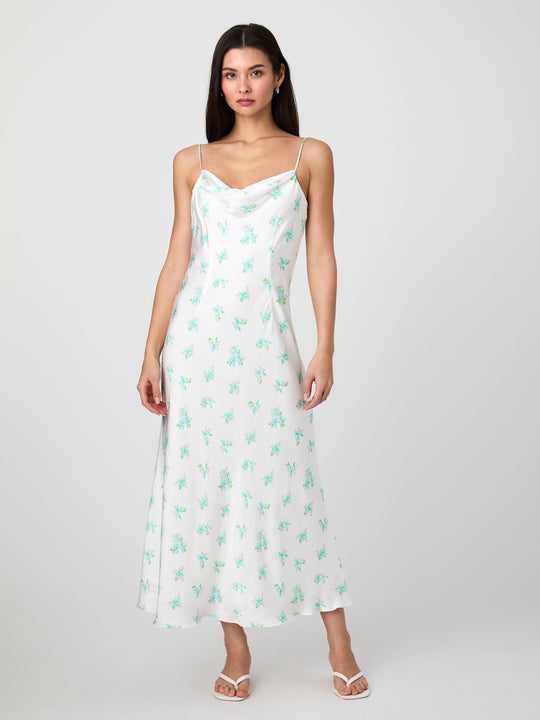 Anna Fleur Satin Cowl Midi Dress
