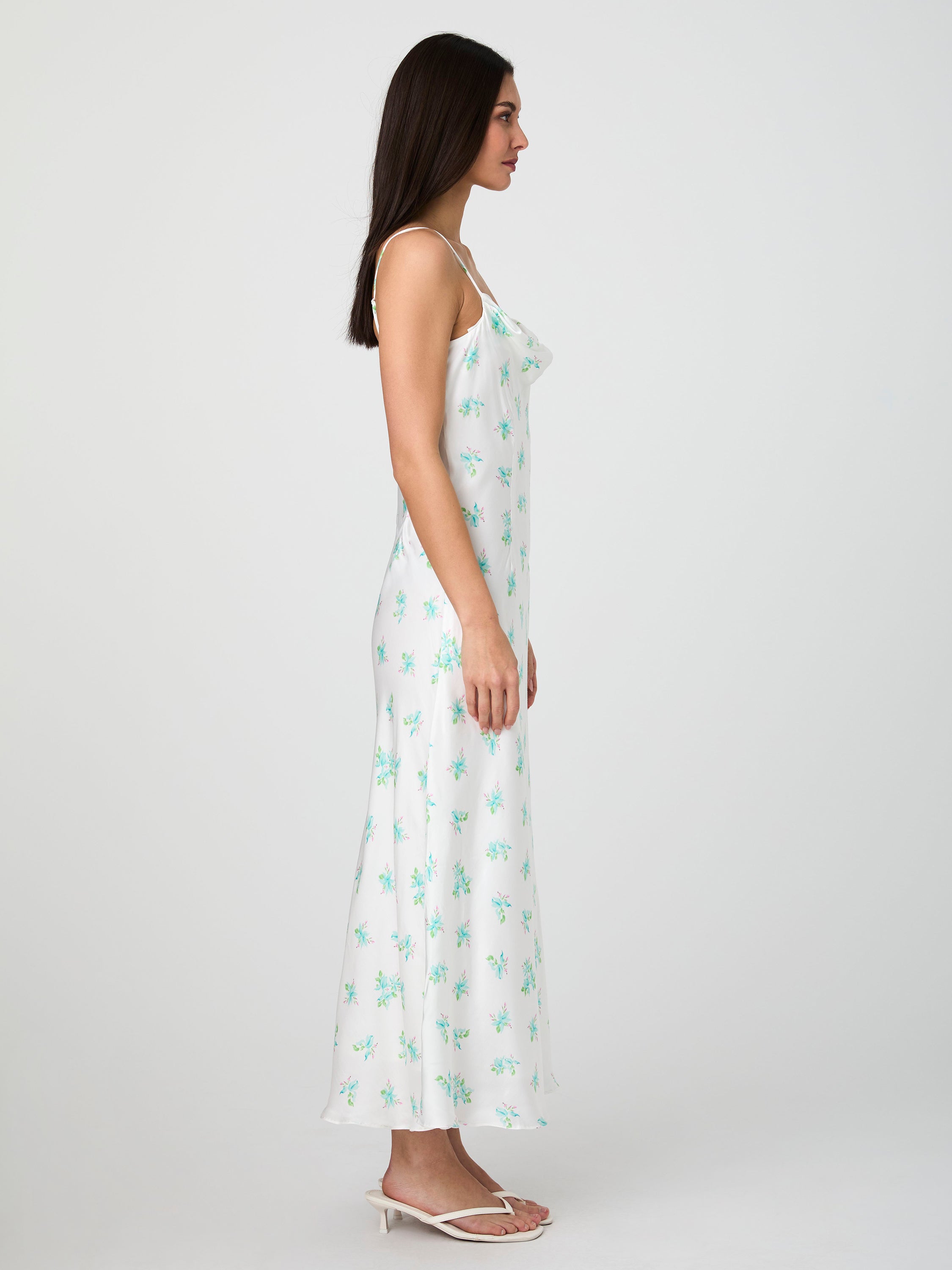 Anna Fleur Satin Cowl Midi Dress