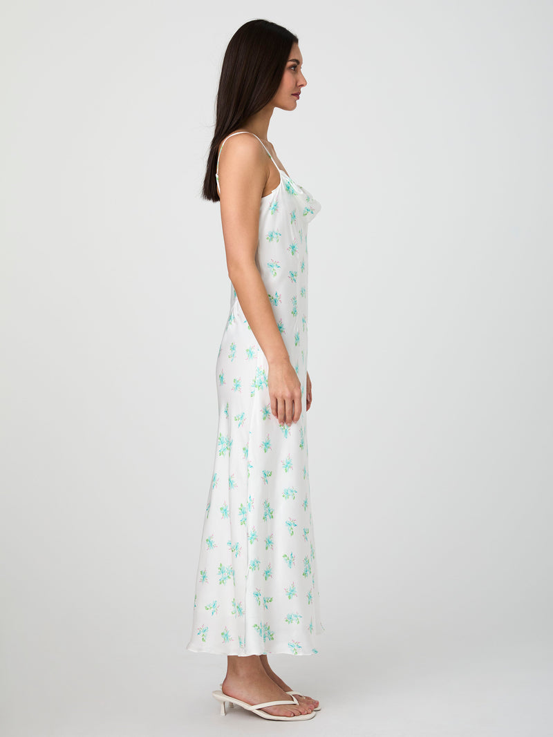 Anna Fleur Satin Cowl Midi Dress