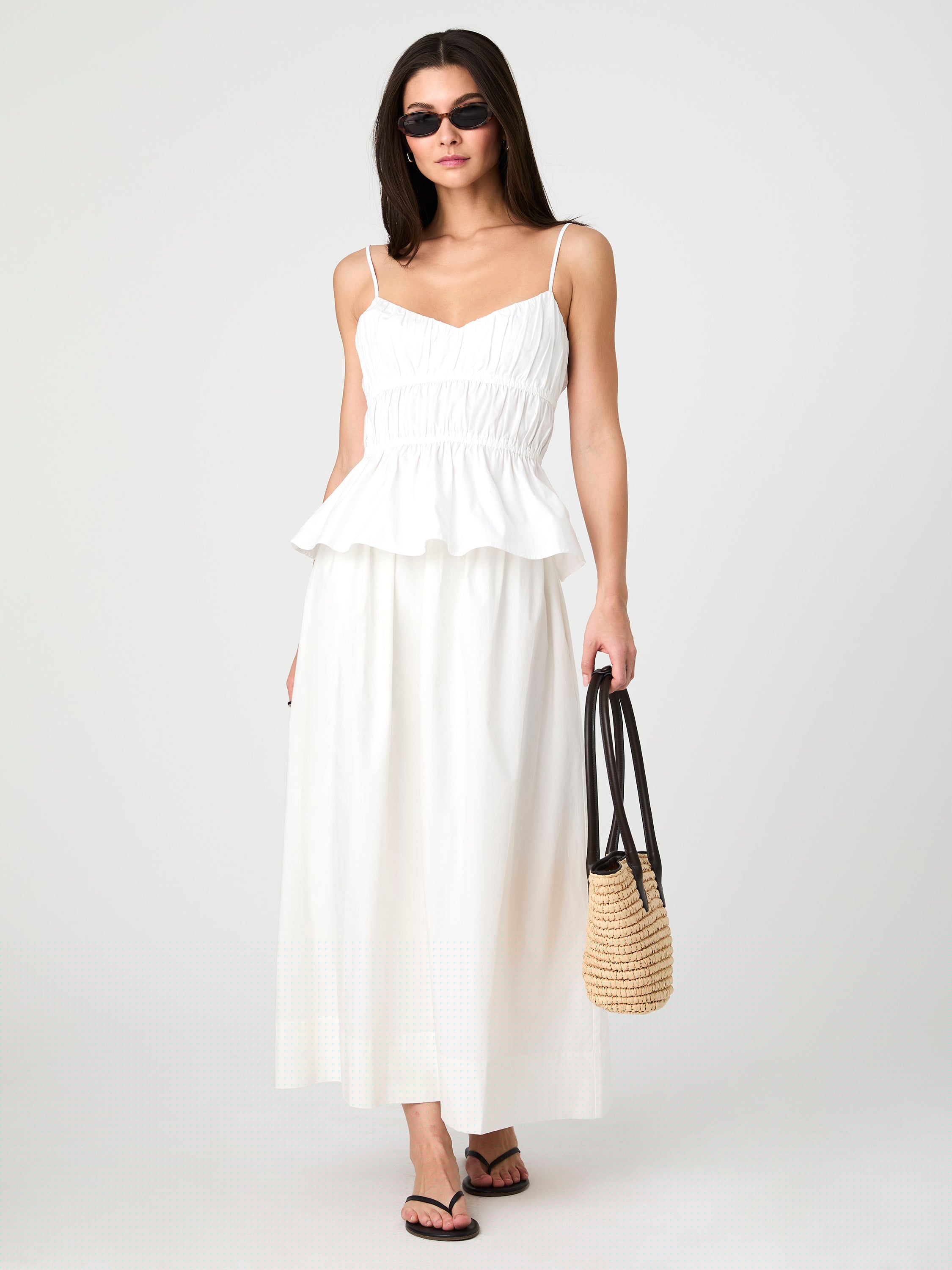 Poplin Strappy Peplum Top