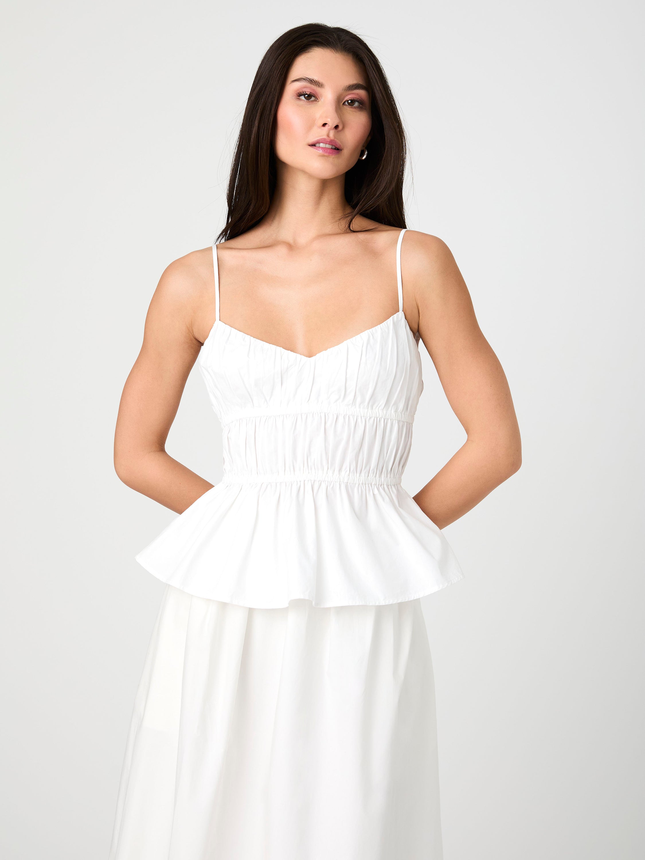 Poplin Strappy Peplum Top