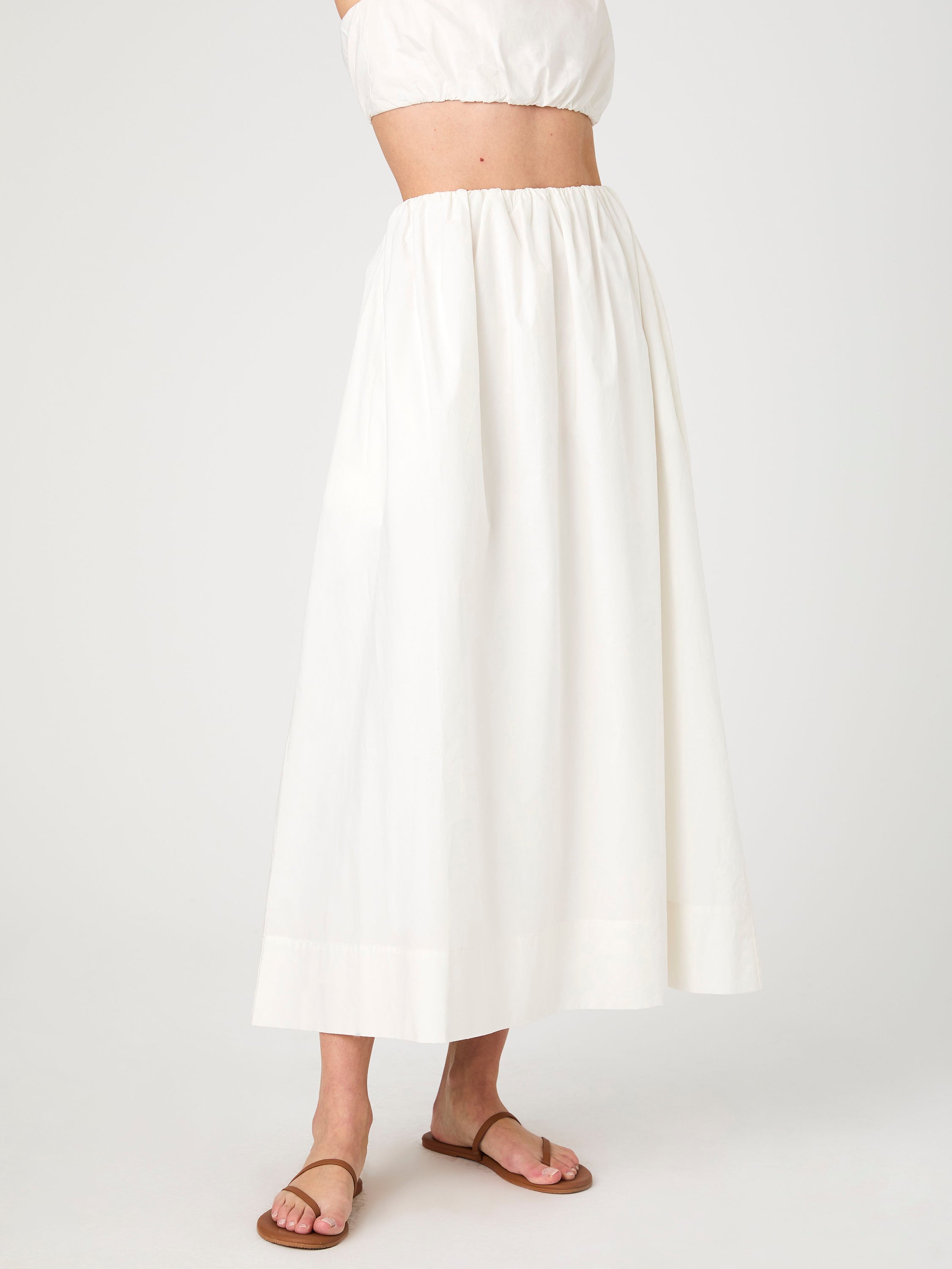 Nomi Cotton Ruched Midi Skirt