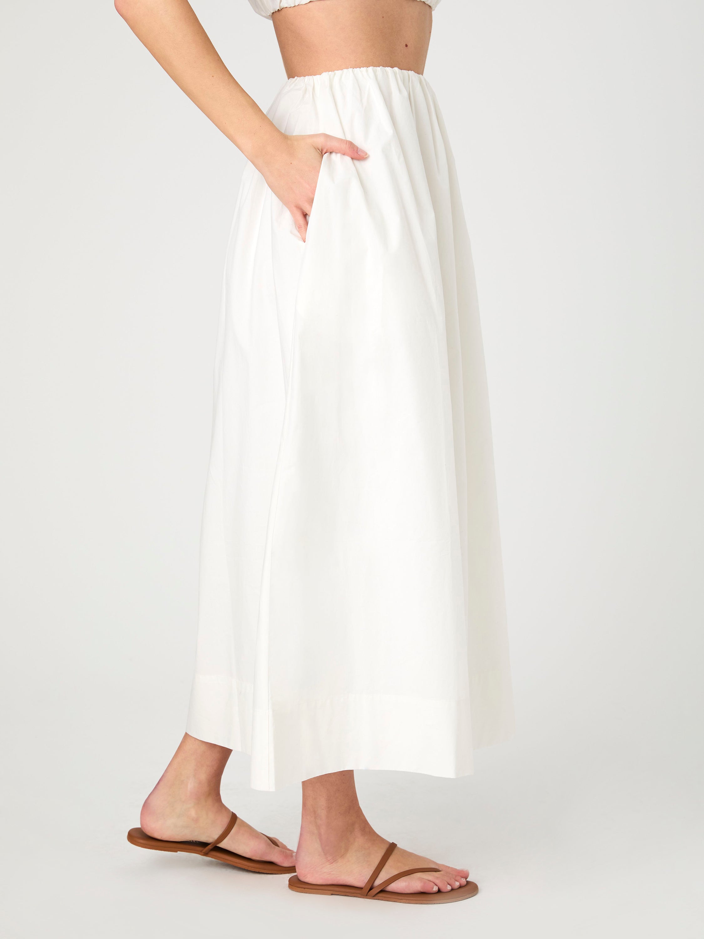 Nomi Cotton Ruched Midi Skirt