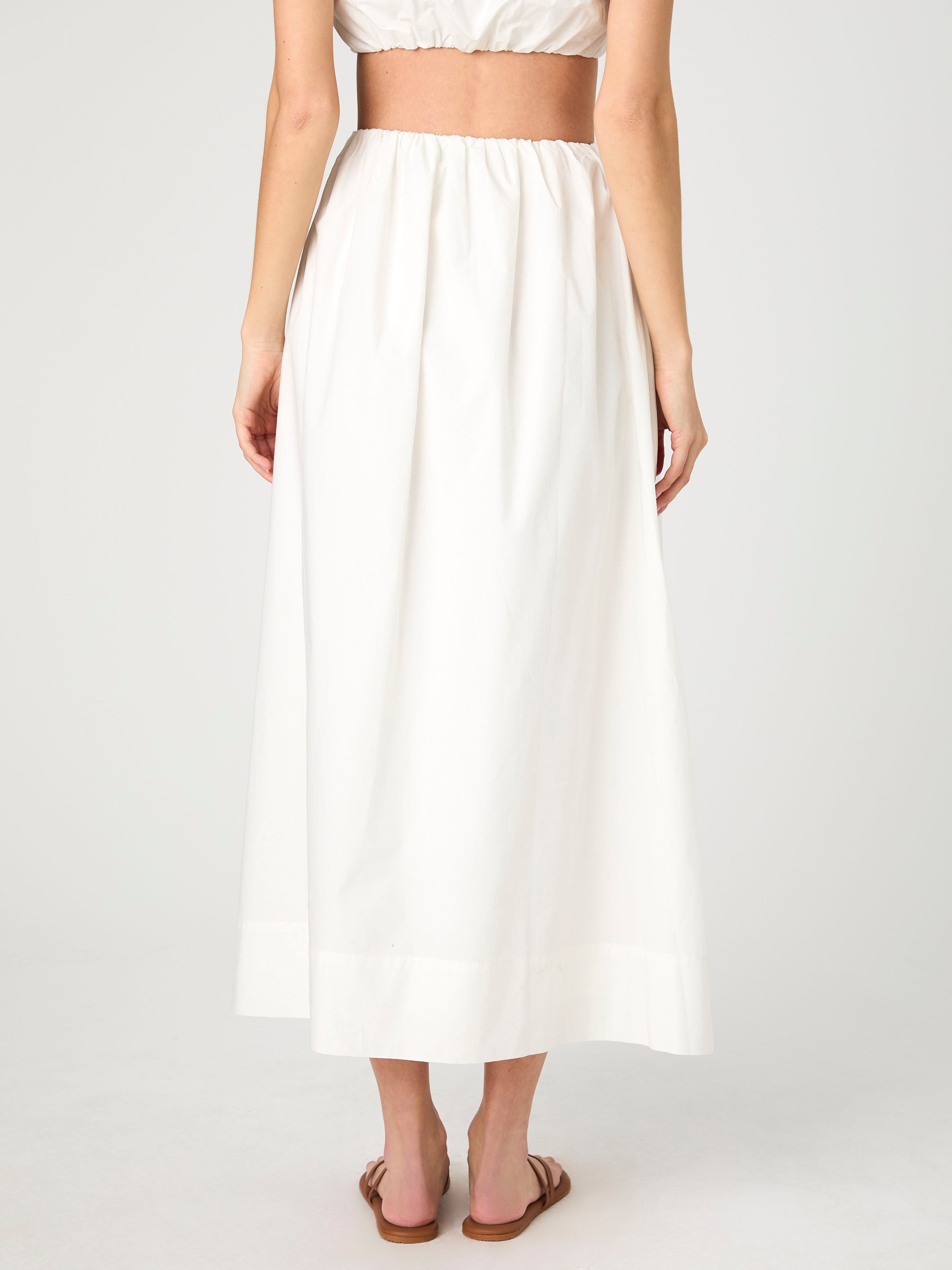 Nomi Cotton Ruched Midi Skirt