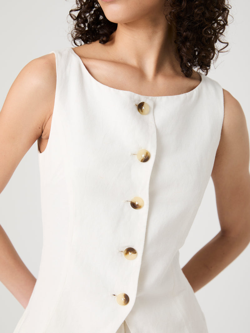 Birdie Linen Waistcoat Top