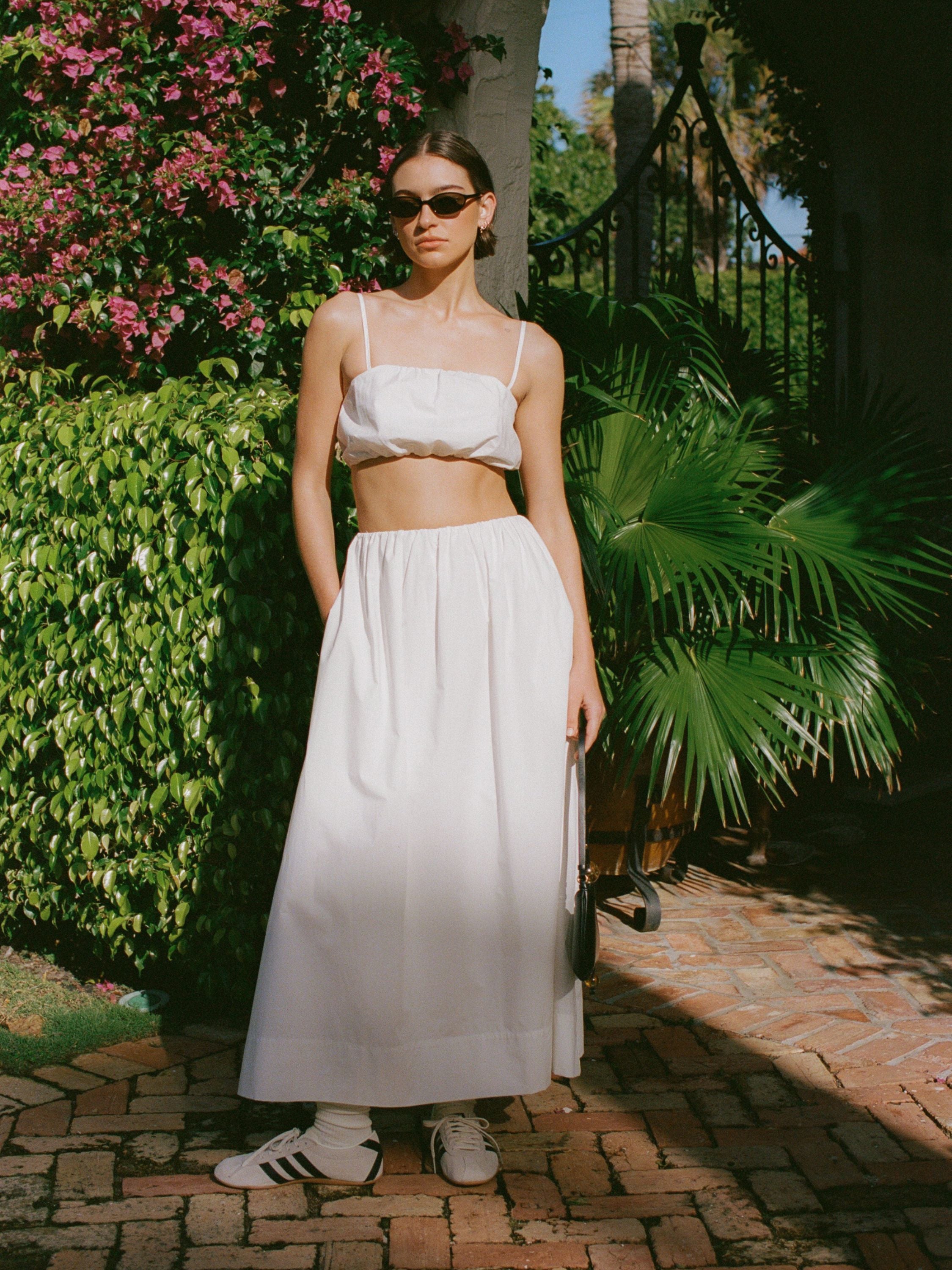 Nomi Cotton Ruched Midi Skirt